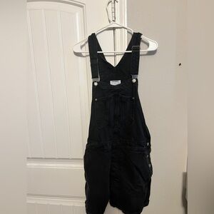 Old Navy Black Denim Overall Shorts